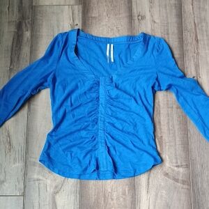Anthropologie Vibrant Blue Ruched Blouse
